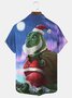 JoyMitty Christmas Santa Print Beach Men's Hawaiian Oversized Short Sleeve Shirt with Pockets