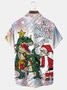 JoyMitty Christmas Santa Print Beach Men's Hawaiian Oversized Short Sleeve Shirt with Pockets