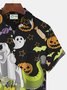 JoyMitty Halloween Dinosaur Print Beach Men's Hawaiian Oversized Short Sleeve Shirt with Pockets