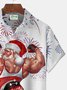 JoyMitty Christmas Santa Print Beach Men's Hawaiian Oversized Short Sleeve Shirt with Pockets