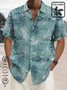 JoyMitty Nature  Fiber Hawaiian Coconut Tree Blue Print Chest Bag Shirt Plus Size Holiday Shirt