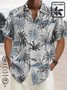 JoyMitty Nature  Fiber Hawaiian Coconut Tree Blue Print Chest Bag Shirt Plus Size Holiday Shirt