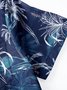 JoyMitty Nature  Fiber Hawaiian Coconut Tree Blue Print Chest Bag Shirt Plus Size Holiday Shirt