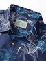 JoyMitty Nature  Fiber Hawaiian Coconut Tree Blue Print Chest Bag Shirt Plus Size Holiday Shirt