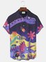 JoyMitty Dinosaur Cartoon Print Beach Men's Hawaiian Oversized Short Sleeve Shirt with Pockets