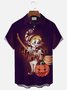 JoyMitty Halloween Witch Pumpkin Gradient Print Men's Button Pocket Short Sleeve Shirt