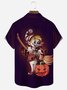 JoyMitty Halloween Witch Pumpkin Gradient Print Men's Button Pocket Short Sleeve Shirt