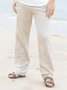 Men's Casual Nature  Fiber Trousers Elastic Waist Straight Leg Beach Shorts