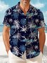 JoyMitty Nature  Fiber Hawaiian Coconut Tree Blue Print Chest Bag Shirt Plus Size Holiday Shirt