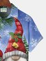 Christmas Gnomes Print Men's Hawaiian Oversized Shirt with Pockets