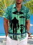 JoyMitty Bamboo Bigfoot Alien Spaceship Print  Men's Hawaiian Oversized Shirt with Pockets