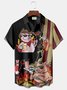JoyMitty Flag BBQ Pig Print Men's Hawaiian Oversized Shirt with Pockets