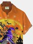 JoyMitty Halloween Pumpkin Print Beach Men's Hawaiian Oversized Short Sleeve Shirt with Pockets