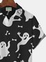 JoyMitty Halloween Ghost Print Men's Button Pocket Short Sleeve Shirt