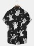 JoyMitty Halloween Ghost Print Men's Button Pocket Short Sleeve Shirt