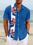 JoyMitty Flag Gnome Print  Men's Hawaiian Oversized Shirt with Pockets