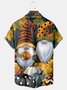 Thanksgiving Gnomes Print  Men's Hawaiian Oversized Shirt with Pockets