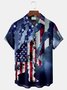 Flag Bigfoot Print Men's Hawaiian Oversized Shirt with Pockets