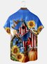 JoyMitty Parrot Pumpkin Print Men's Hawaiian Oversized Shirt with Pockets