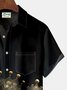 JoyMitty Royal Crown Portrait Rooster Print  Men's Hawaiian Oversized Shirt with Pockets