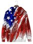 JoyMitty American Flag Casual Red Men Hoodies Star Art Gradient Oversized Stretch Knit Pullover Sweatshirts