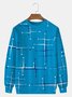 JoyMitty 50's Retro Mid-Century Geometric Blue Men's Crewneck Sweatshirt Stretch Plus Size Art Casual Pullover Sweatshirts