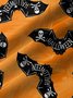 Halloween Orange Men's Hawaiian Shirts Pumpkin Monster Bat Stretch Plus Size Aloha Camp Button-Down Shirts