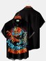 Halloween Pumpkin Monster Black Men's Casual Shirts Stretch Oversized Aloha Camp Button Down Shirts