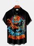 Halloween Pumpkin Monster Black Men's Casual Shirts Stretch Oversized Aloha Camp Button Down Shirts
