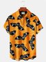 Halloween Orange Men's Hawaiian Shirts Pumpkin Monster Bat Stretch Plus Size Aloha Camp Button-Down Shirts