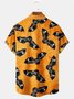 Halloween Orange Men's Hawaiian Shirts Pumpkin Monster Bat Stretch Plus Size Aloha Camp Button-Down Shirts