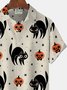 Halloween Pumpkin Ghost Print Men's Button Pocket Short Sleeve Shirt