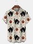 Halloween Pumpkin Ghost Print Men's Button Pocket Short Sleeve Shirt