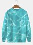 JoyMitty Hawaiian Water Ripple Print Men's Crew Neck Sweatshirt