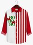 JoyMitty Holiday Casual Red Christmas Men's Long Sleeve Shirts Striped HOHOHO Cartoon Fun Camp Santa Claus Shirts