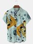 JoyMitty Music Note Print Men's Button Pocket Short Sleeve Shirt