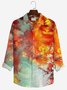 JoyMitty Thanksgiving Print Casual Men's Hawaiian Vacation Oversized Long Sleeve Shirt