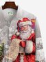 JoyMitty Christmas Santa Print Casual Men's Hawaiian Vacation Oversized Long Sleeve Shirt