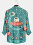 JoyMitty Christmas Print Men's Button Pocket Shirt