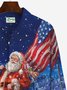 JoyMitty Christmas Santa Print Casual Men's Hawaiian Vacation Oversized Long Sleeve Shirt