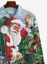 JoyMitty Christmas Santa Print Casual Men's Hawaiian Vacation Oversized Long Sleeve Shirt