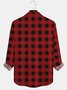 JoyMitty Christmas Classic Plaid Print Casual Men's Hawaiian Vacation Oversized Long Sleeve Shirt