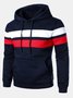 JoyMitty Men's Color Block Print Basic Drawstring Hoodie