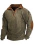 JoyMitty Men's Basic Vintage Corduroy Stand Collar Half Zip Sweatshirt