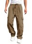 JoyMitty Retro Casual Men's Cargo Trousers Drawstring Elastic Waist Multi-Pockets Stretch Large Size Casual Pants