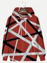 JoyMitty Retro Rock Red Geometric Music Art Men's Drawstring Hoodies Stretch Oversized Pocket Pullover Sweatshirts