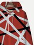 JoyMitty Retro Rock Red Geometric Music Art Men's Drawstring Hoodies Stretch Oversized Pocket Pullover Sweatshirts