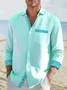 JoyMitty Hawaiian Leaf Print Men's Button Pocket Long Sleeve Shirt