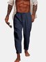 JoyMitty Men's Outdoor Leisure Holiday Comfortable Nature  Fiber Loose Elastic Waist Trousers