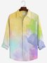JoyMitty Ombre Print Beach Men's Hawaiian Oversized Long Sleeve Shirt with Pockets